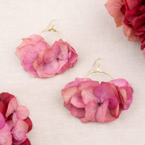 boucles d'oreilles fleurs rose