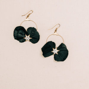 boucles d'oreilles fleurs noires