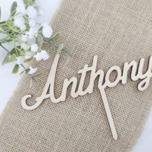 cake topper prénom bois