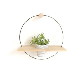 porte plante murale avec pot en bois de chene