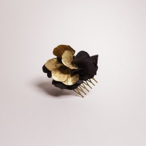 peigne barrette à cheveux noir et doré