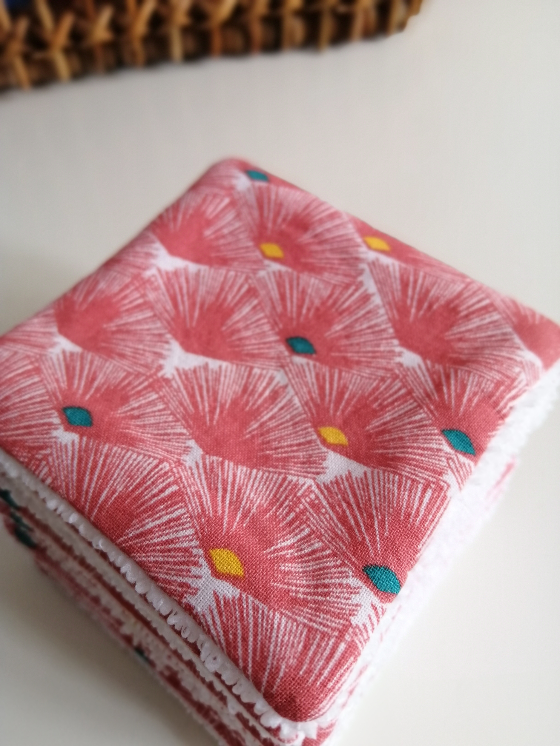 lingette-lavable-eventail-corail lingettes lavables