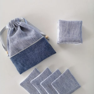 pochon en lin recyclé et cotons lavables